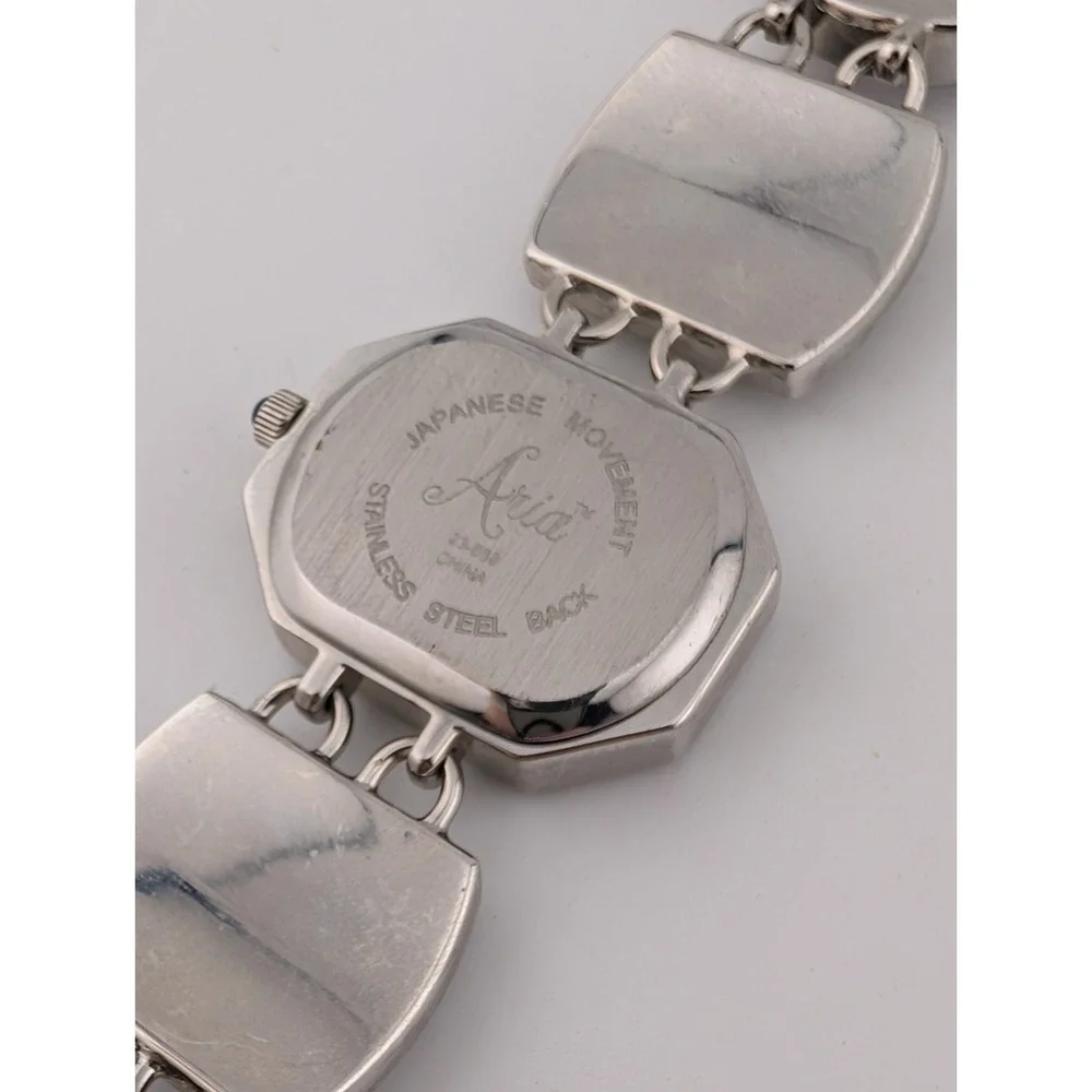 Aria Women's Purple Gemstone Silver Tone Watch MOP Dial 23-569 New Battery